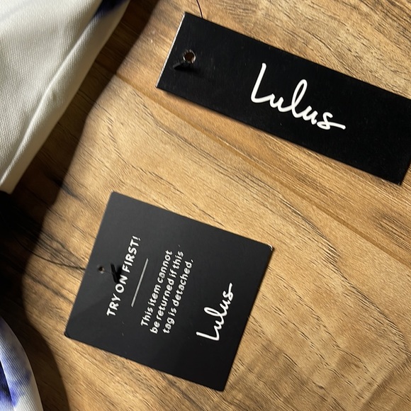 Lulus Seeing Chic Blue and Ivory Print Skater Dress NWT Size S - Picture 10 of 13